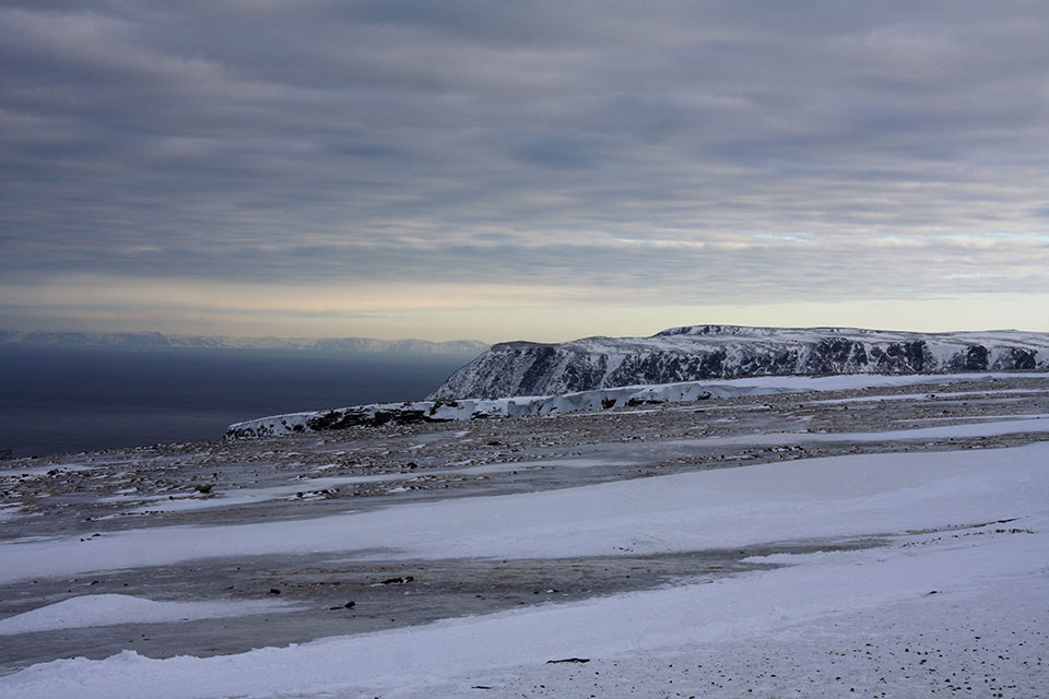 Die eisige Landschaft am Nordkap, 6. März 2012
