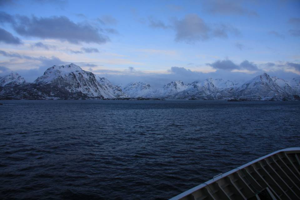 Raftsund, Hurtigruten, abends am 9. März 2012
