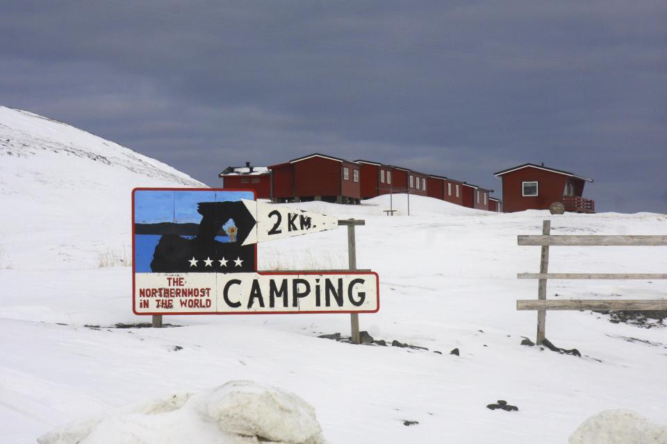 Fahrt zum Nordkap, 6. März 2012, der nördlichste Camping-Platz, mit sehr kurzer Saison